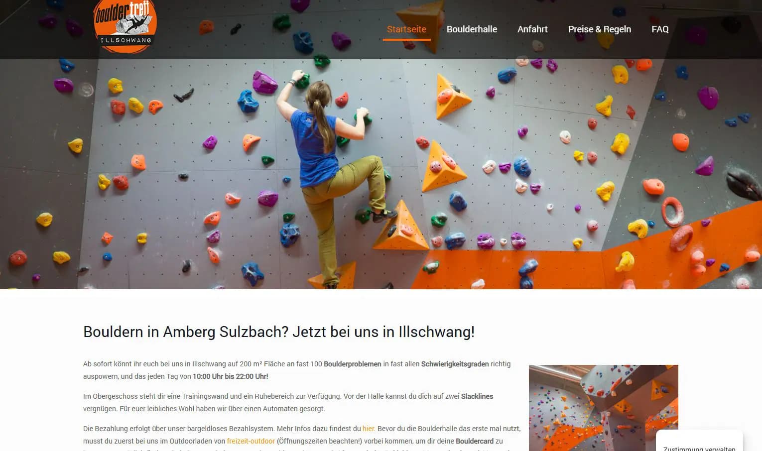 Webseite Bouldertreff Illschwang